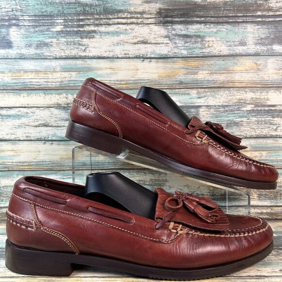 Cole Haan Kiltie Loafers Mens Size 11M Brown Leather Dress Work Formal Tassel - Picture 1 of 11